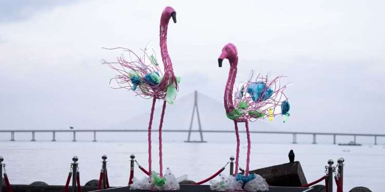 Anant Bhai Ambani’s Vantara Unveils Striking Wildlife Sculptures in Mumbai to Expose the Hidden Threat of Plastic Pollution