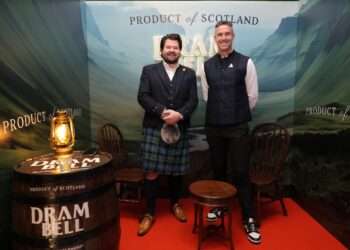 Kevin Pietersen launches Dram Bell Blended Scotch Whisky bottled in Scotland.