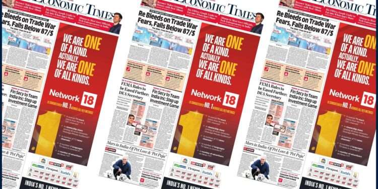 Network18 announces its dominance across TV in a print ad.