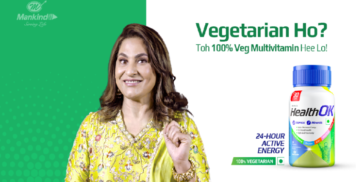 Mankind unveils HealthOK’s 100% vegetarian multivitamin tablets campaign with Archana Puran Singh.