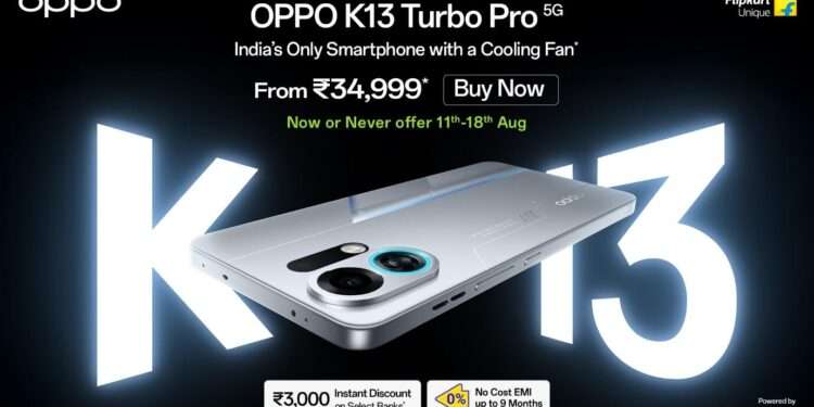 OPPO K13 Turbo Pro 5G with Built-in Cooling Fan Goes on Sale in India from August 15
